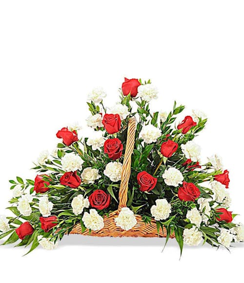 Rose and Carnation Fireside flower basket delivered in Baton Rouge, LA