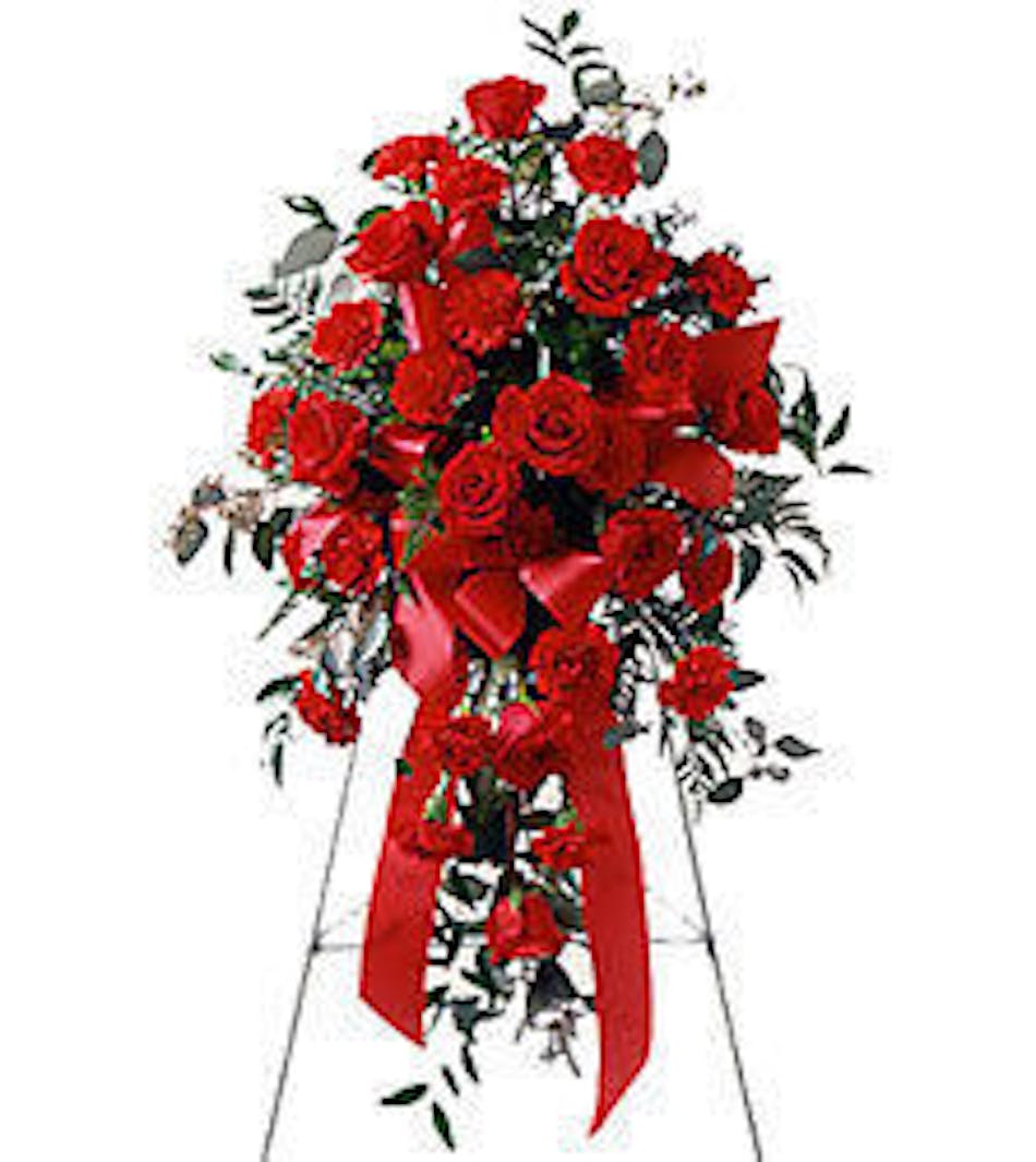 Red Roses &amp; Carnations Standing Spray delivered in Baton 