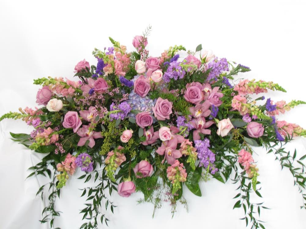 Pastel Flowers Casket Cover delivered in Baton Rouge, LA Billy Heroman's