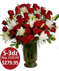 Super 3 Dozen Roses - White Lilies