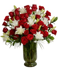 Super 4 Dozen Roses With White Lilies