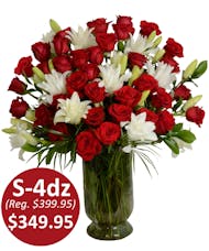 Super 4 Dozen Roses With White Lilies