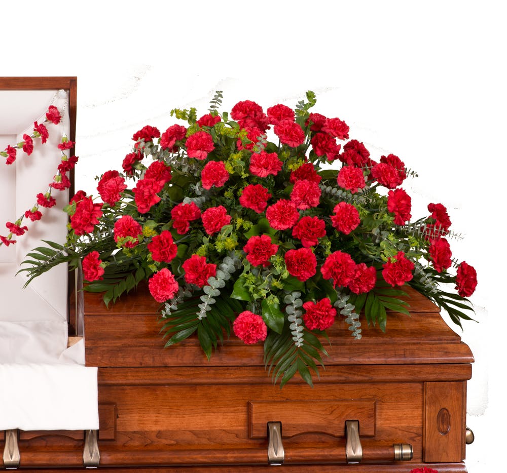 Classic Carnations casket cover delivered in Baton Rouge, LA - Billy ...