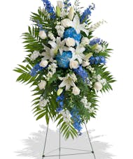 Blue and White Stand Arrangement