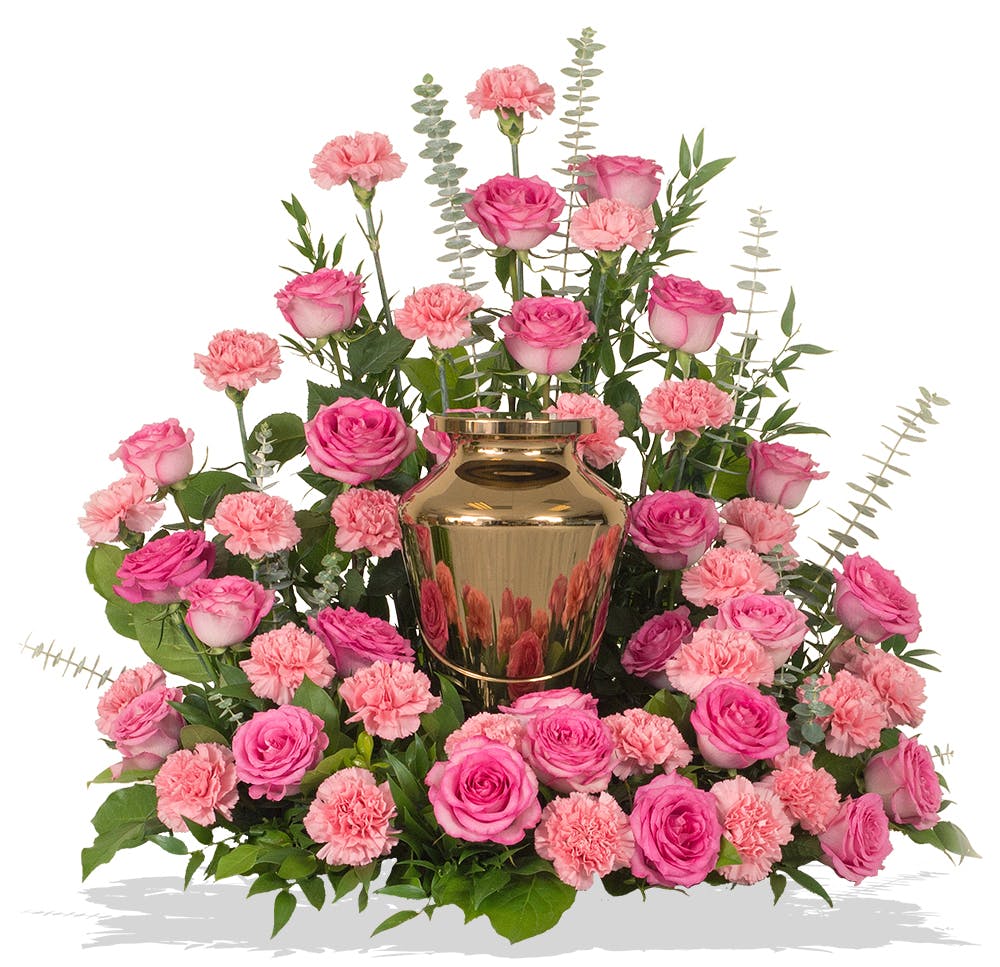 Roses and Carnations Cremation Urn Wreath delivered in Baton Rouge, LA