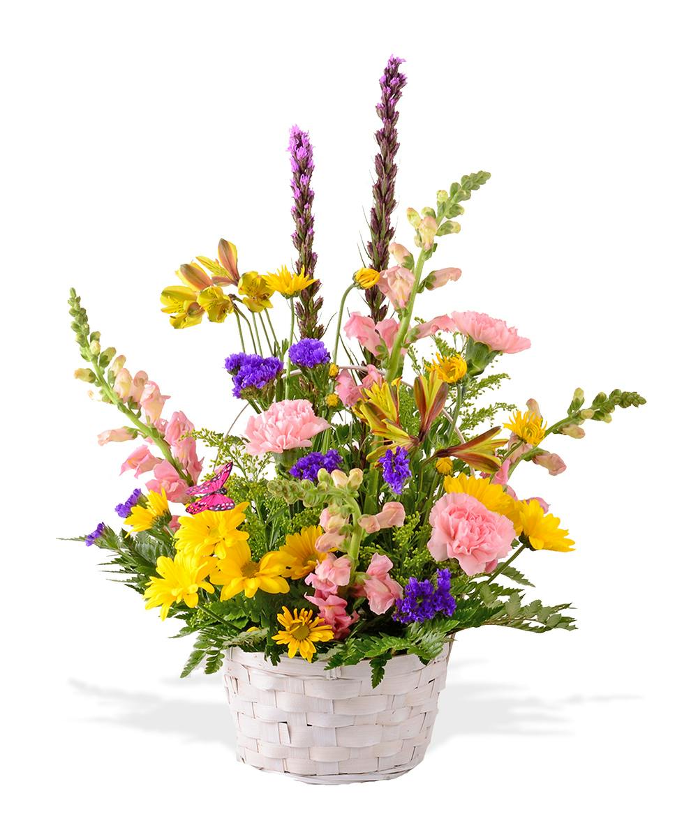 Butterfly Basket of Spring Flowers for Mother's day delivery in Baton